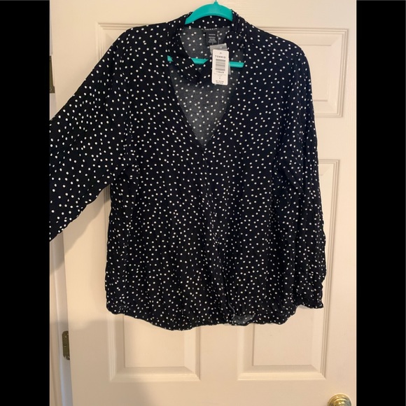 Polka dot, mock neck blouse from torrid - Picture 2 of 5